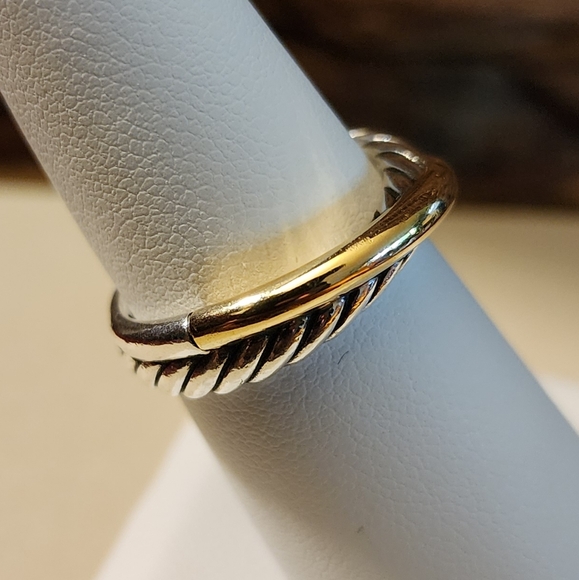 David Yurman Crossover Sterling Silver & Gold Band Ring Size 7 - Picture 2 of 7